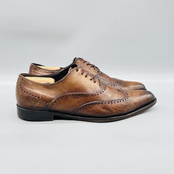 Ermenegildo Zegna Shoes Mens 8.5 Brown Leather Wingtip Oxford Dress Brogue main image 5
